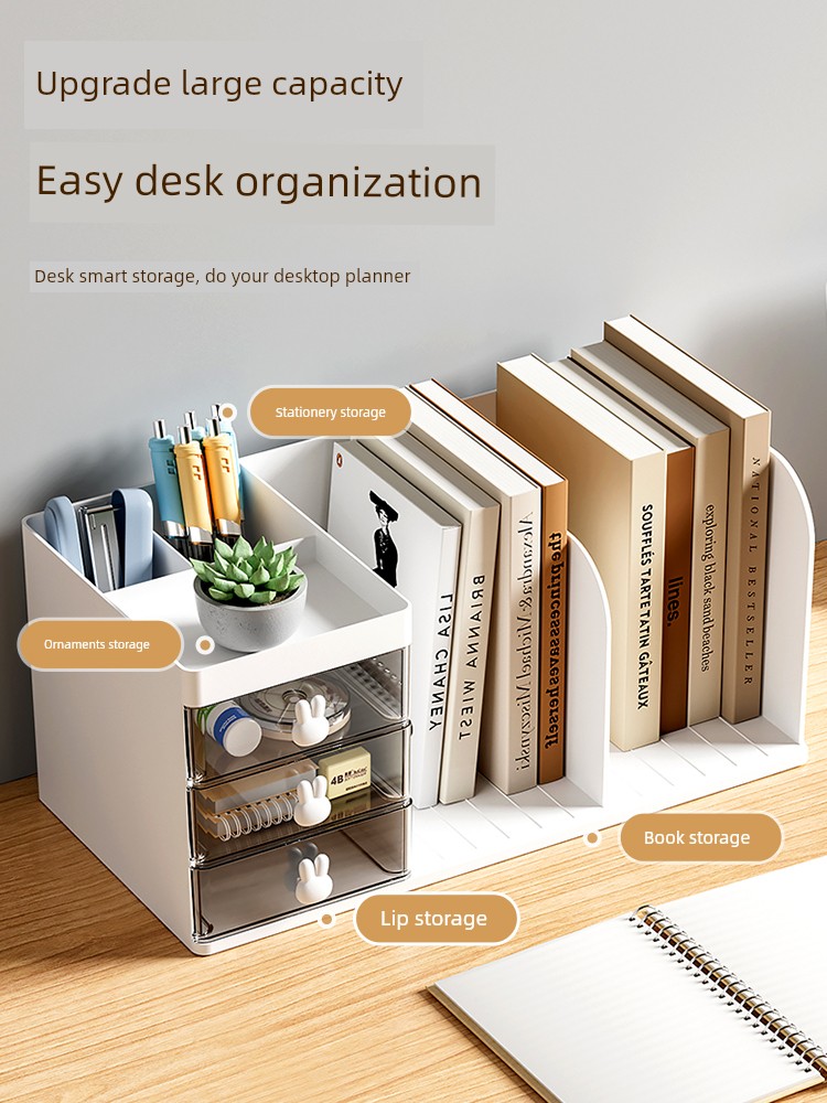 Study Table Finishing Box For Home Student Stationery Box Multifunctional Book Storage Box Student Desk Book Shelf Drawer Pen Holder Desktop Storage Rack Office Station File Storage Rack Pencil Case