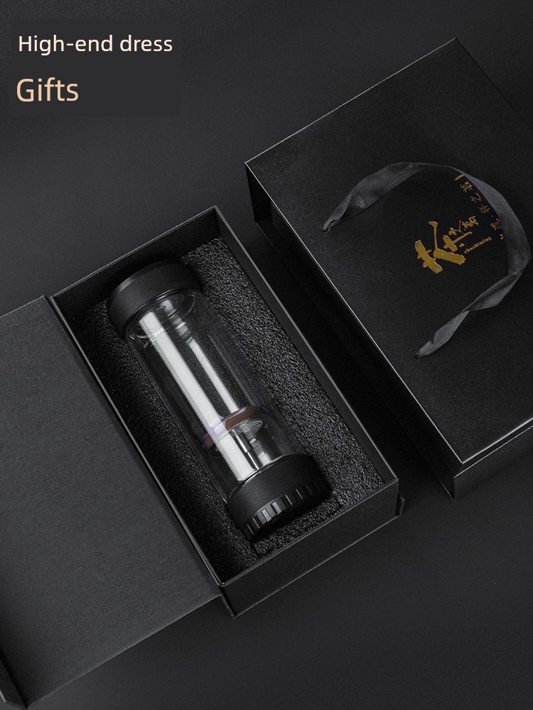 Tea and Water Separation Men High-End Home Tea Brewing Cup Portable Business Double Wall Water Bottle Heat-Resistant Filter Glass Cup