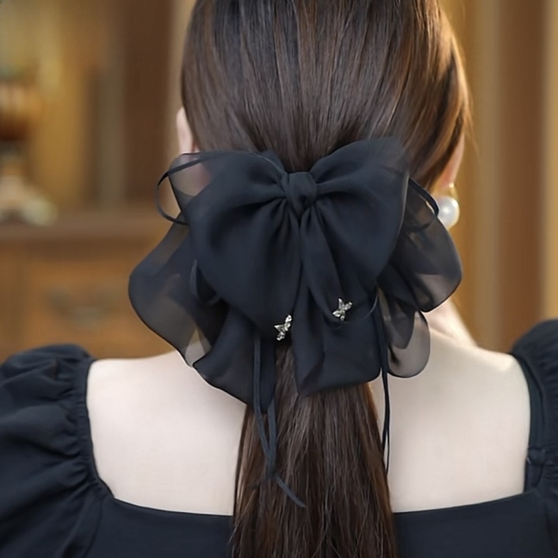 Barrettes Younger Fashion Mesh Ponytail Bows Ribbon