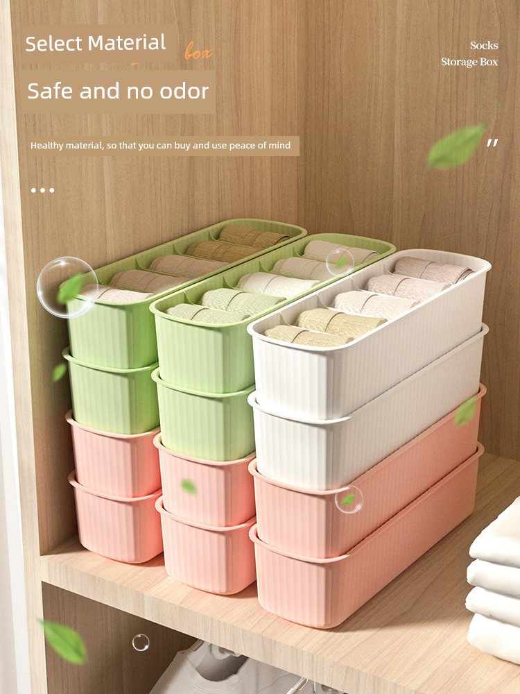 Socks Storage Box For Home Multifunctional Separated Finishing Box Intimates Underwear Drawer Storage Compartment Handy Gadget Three-in-One