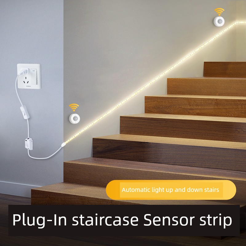 Stairs Sensor Lights with Wireless Self-Adhesive Self-Built Houses Armrest Wiring Free Plug-in Type People Will Light up New Arrival Light Bar