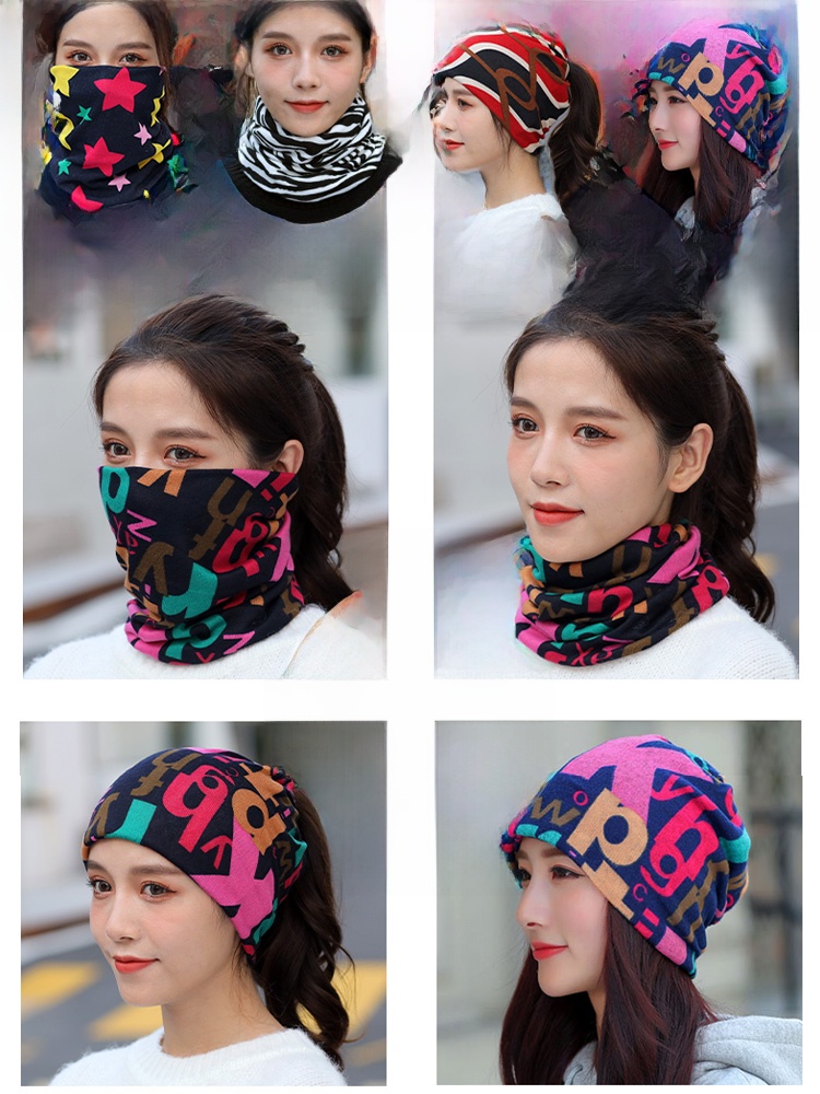 Keep Warm and Cold Protection in Winter Female Pile Heap Cap Neck Protection Scarf