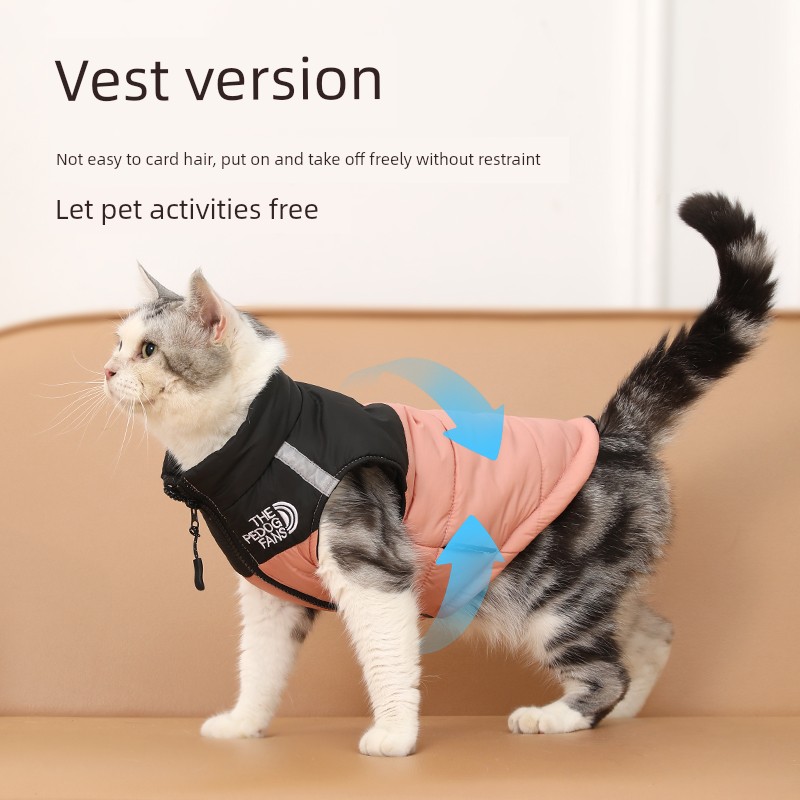 Pet Cat Clothes Traction Autumn and Winter Cotton-Padded Clothes Thickened Heattech Pet Clothing Muppet British Shorthair German Cat