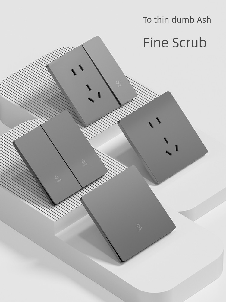 International Electrician 86 Ultra-Thin Frosted For Home Gray Concealed Switch Socket Panel One Open Single Control 5 Five Holes