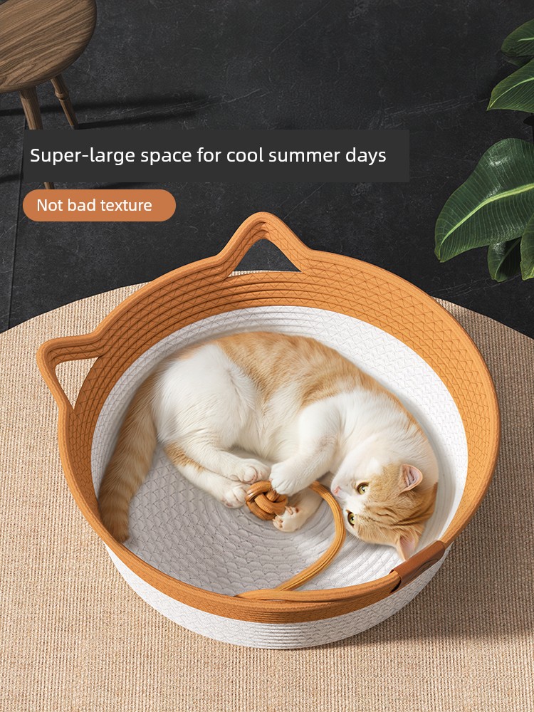 Coarse Linen Woven Sleep Mat Summer Pet Bed Cat Nest