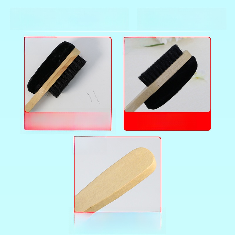 Black Soft Wool Sponge Multifunctional Long Handle Nursing Leather Shoes