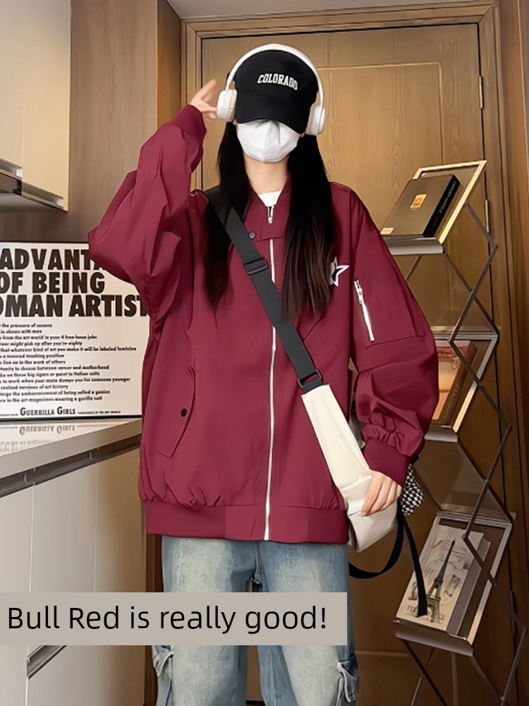 American Retro XINGX Print Pilot Jacket Female Autumn Fashion Brand Loose BF Couple Versatile Baseball Uniform Outwear