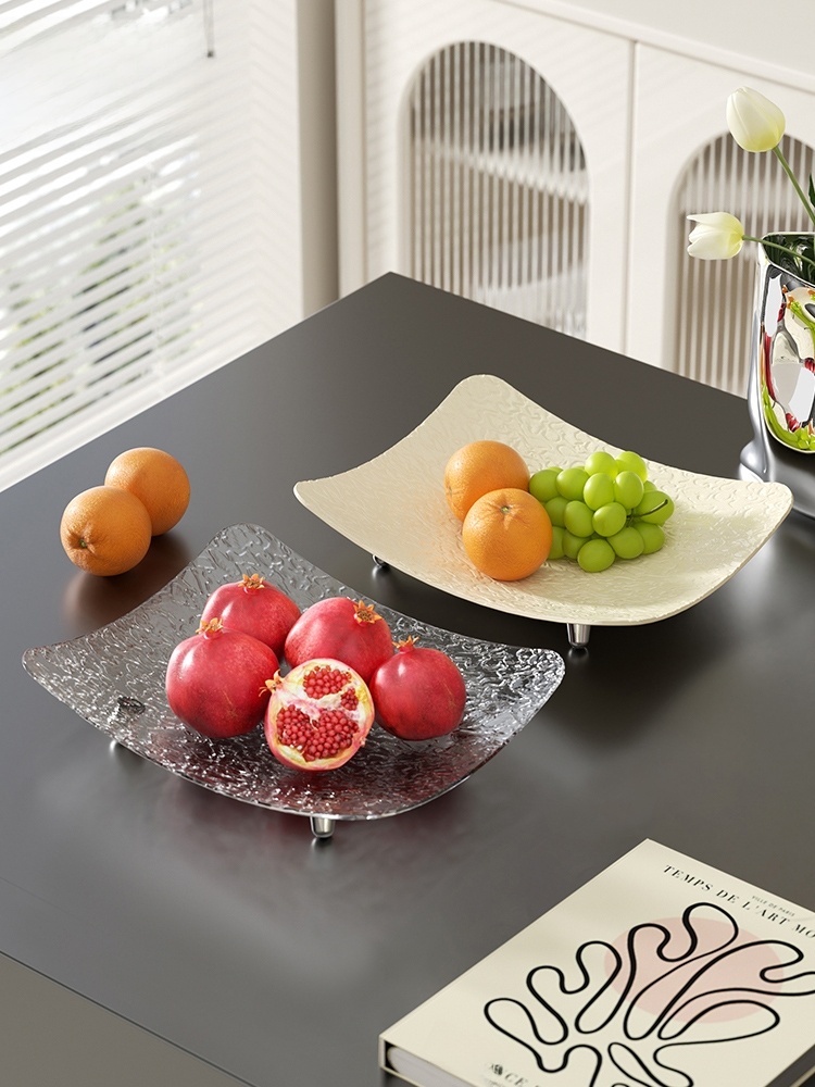 Fruit Plate Living Room Home Tea Table Fruit Plate Accessible Luxury High-Grade 2024 New Arrival Crystal Moving into the New House Exquisite Snack Dish