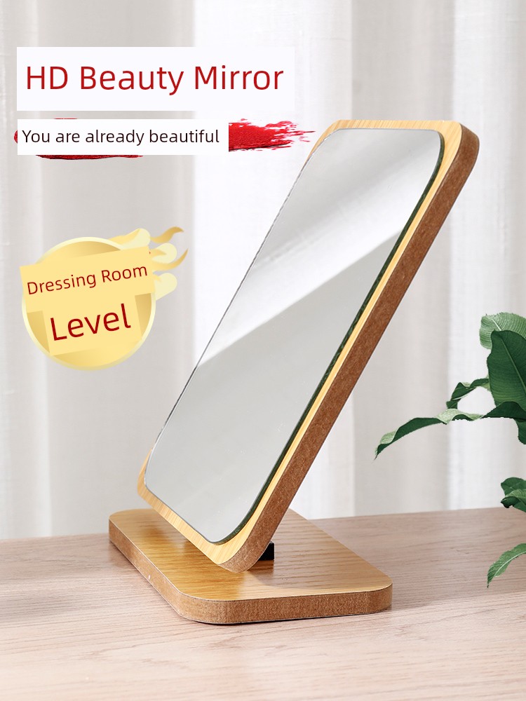 Makeup Table Mirror For Home Desktop Wooden Single-Sided Office Female Small Size Dressing Table Student Dormitory Bedroom Mirror