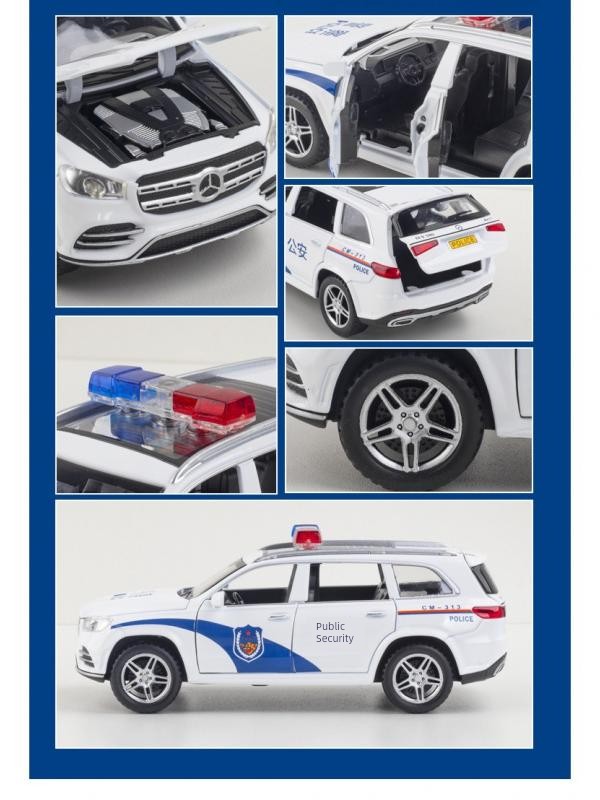 Large Alloy Police Car Kids Police Car Artificial Metal Car Model Sound and Light Open Door 3-6 Years Old 7 Boys Toy
