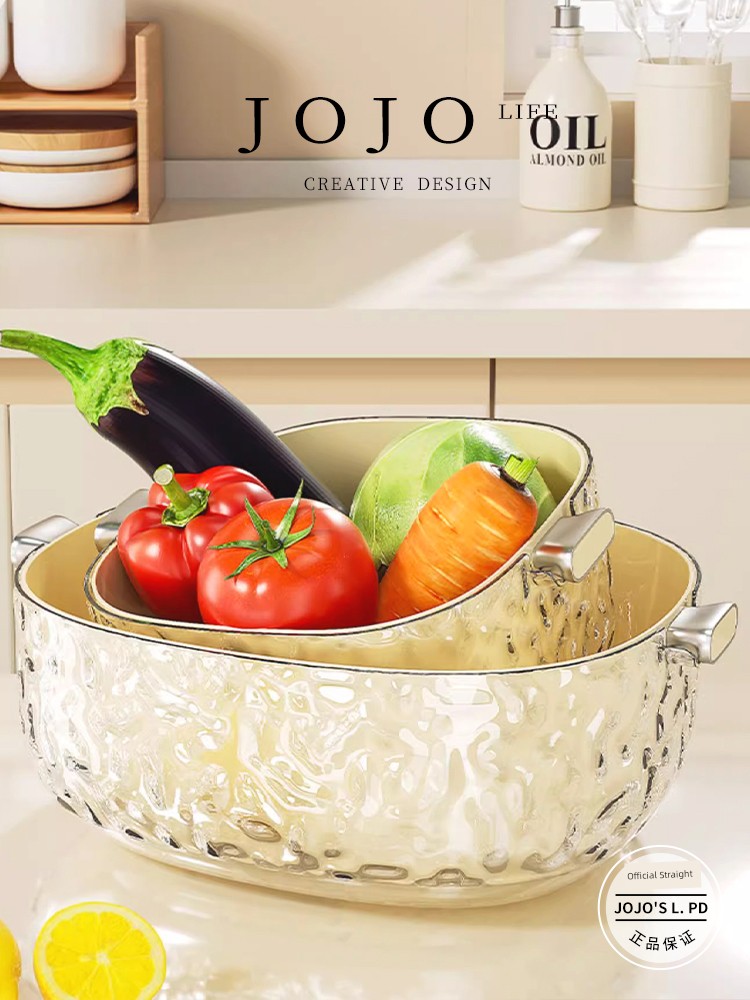 Jojo's L. Pd. Mr. Grocery · Fruit Plate New Arrival Double-Layer Vegetable Washing Basket Filter Vegetable Basket Drain Basket | Ming Chu