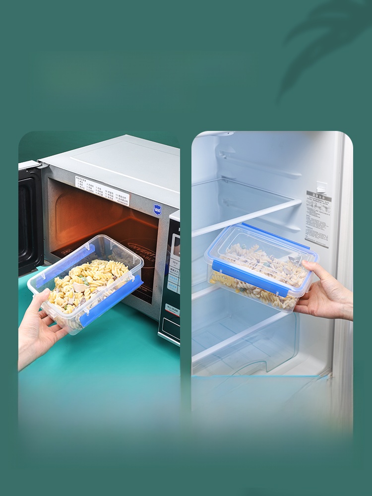 Crisper Commercial Food Grade Plastic Rectangular Transparent Sealed Storage Box Microwave Refrigerator with Lid for Refrigeration
