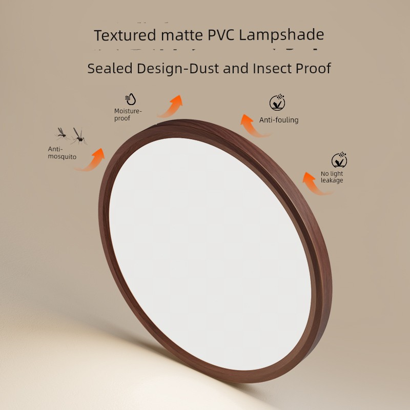 WRIGLEY Chinese Style Bedroom Light New Chinese Style Retro Eye Protection Master Bedroom round Room Lamp Walnut Wood Grain Ceiling Lamp