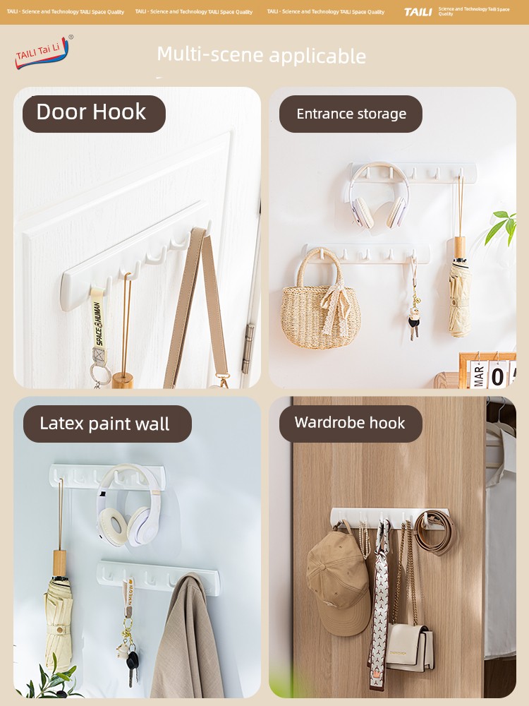 Taili No Punching behind the Door Wall-Mounted Non-Marking Clothes Hook