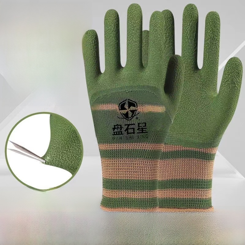 Gloves Labor Protection Wear-Resistant Working Tire Rubber Foam Rubber Leather Construction Site Work Non Slip Dipping Latex Protective Full Glue