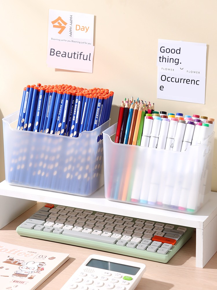 Pen Holder Storage Box Office Desk Surface Panel Student Kids Boy Girl Marker Pen Accessible Luxury Fancy Pen Container Large Capacity Creative Cute Acrylic Multi-Function Brush Good-looking Transparent Pen Holder