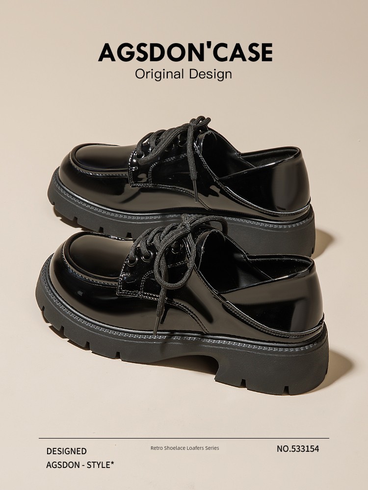 Black Leather Shoes for Women 2024 New Arrival Spring and Autumn Retro British Style Thick Sole Height Increasing French Loafer Shoes Work Clothing