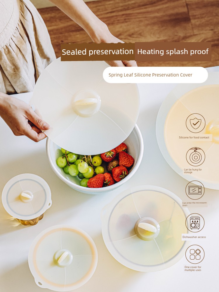Tree Spring Leaf Lid for Airtight Container round Sealed Food Grade Neutral Leftovers Microwave Oven Special Heating Splash-Proof