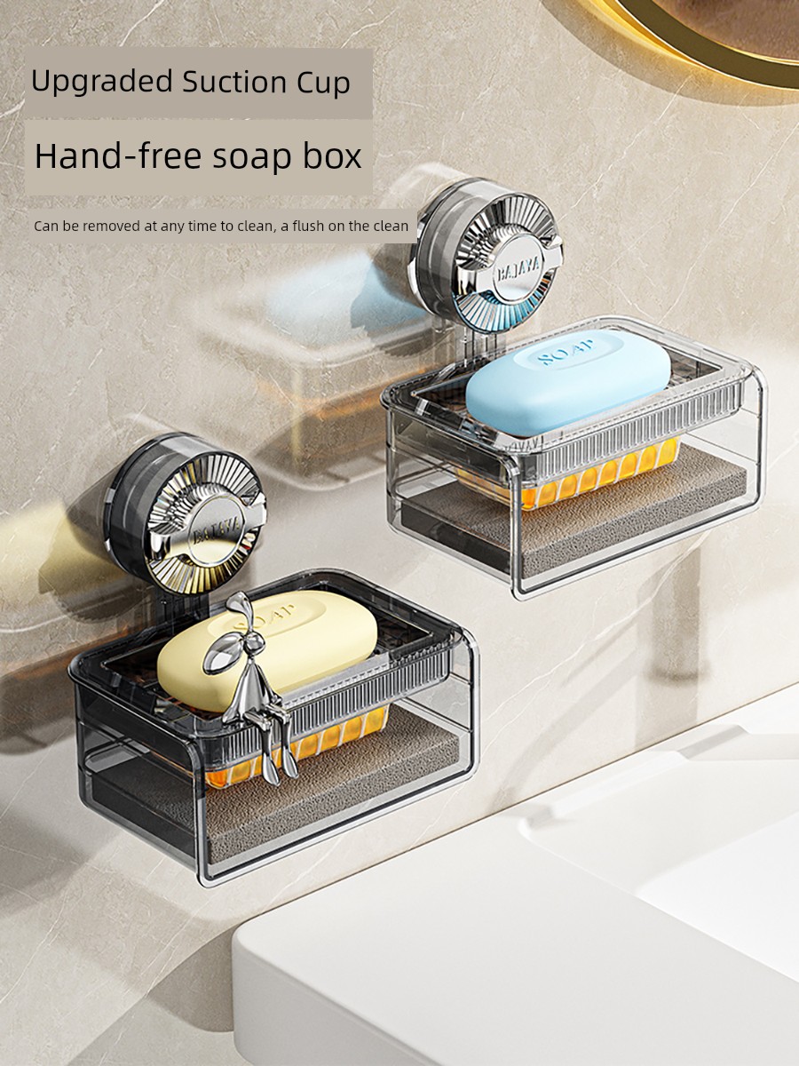 Suction Cup Foaming Net Soap Dish Multi-Function Laundry Box Hand Rub-Free Foaming Fragrance Household Storage Box Draining Rack