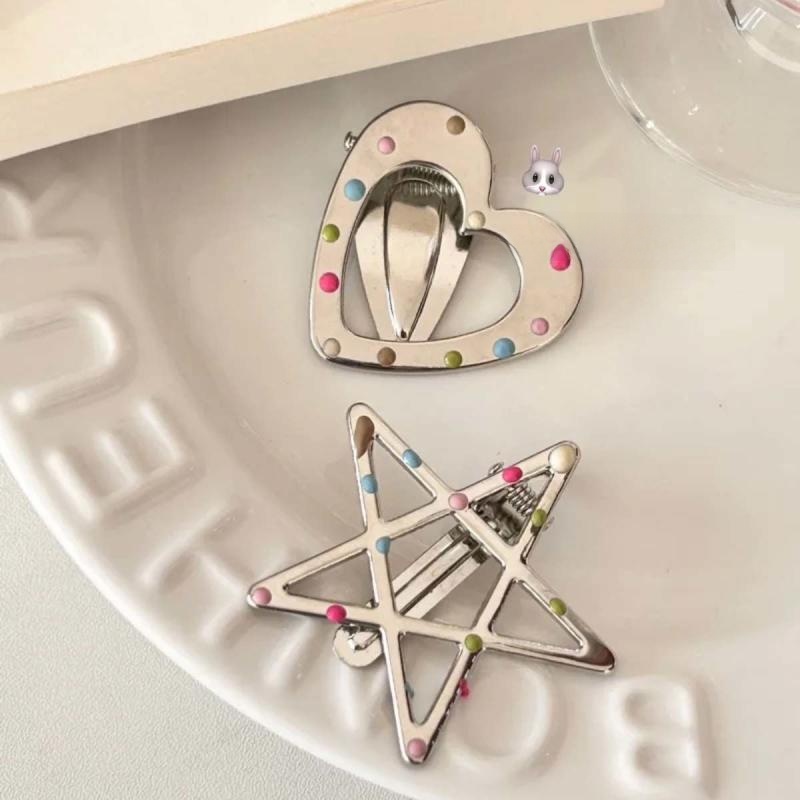 Silver Metal Makeup Forehead Bangs Pentagram Hairpin