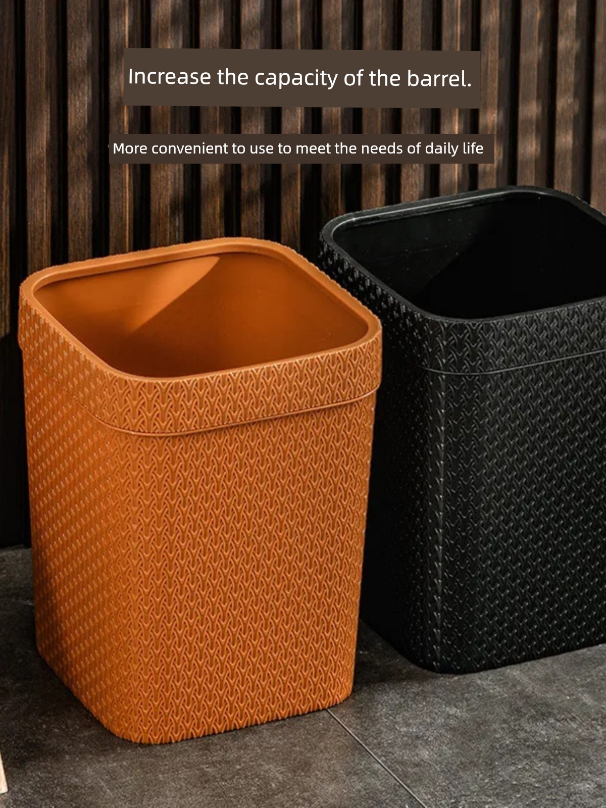 Jujiajia Imitation Rattan Trash Can For Home Large High-End Entry Lux Toilet Toilet Living Room Creative Pressure Ring Kitchen