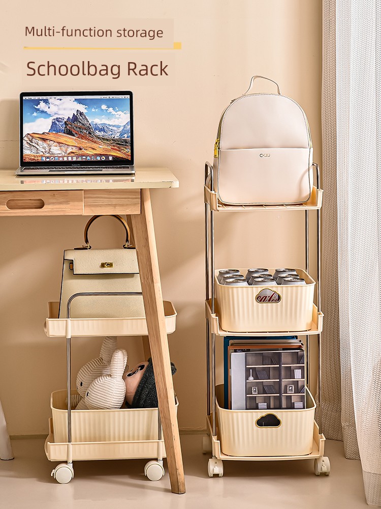 Schoolbag Snack Rack Schoolbag Rack Table Pulley Storage Box Movable Handy Gadget Trolley Book Bookshelf