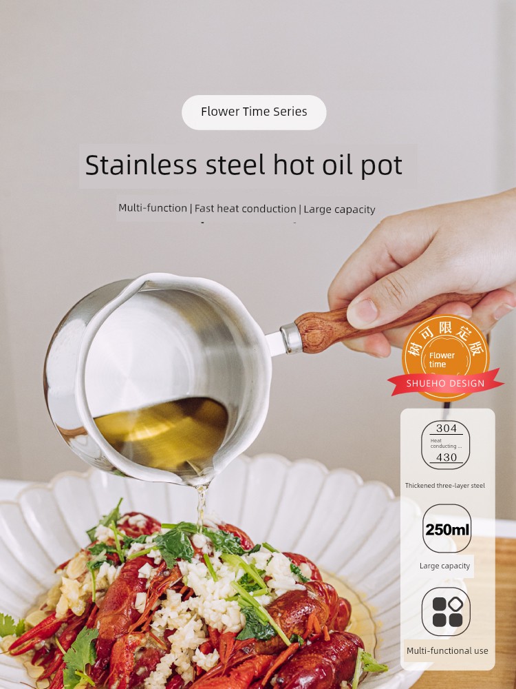 Small Pot 304 Stainless Steel Hot Oil Small Oil Pot, Drip Oil Spoon Dr