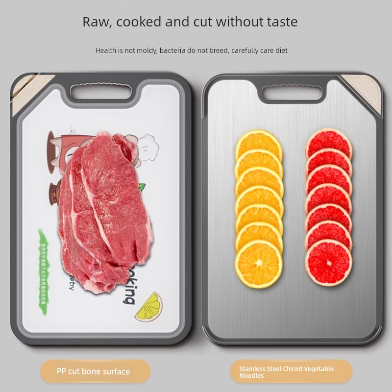 Cutting Board Antibacterial and Mildewproof For Home Double-Sided Stainless Steel Chopping Board for Fruits Kitchen Chopping Board Chopping Block Wheat Straw Cutting Board