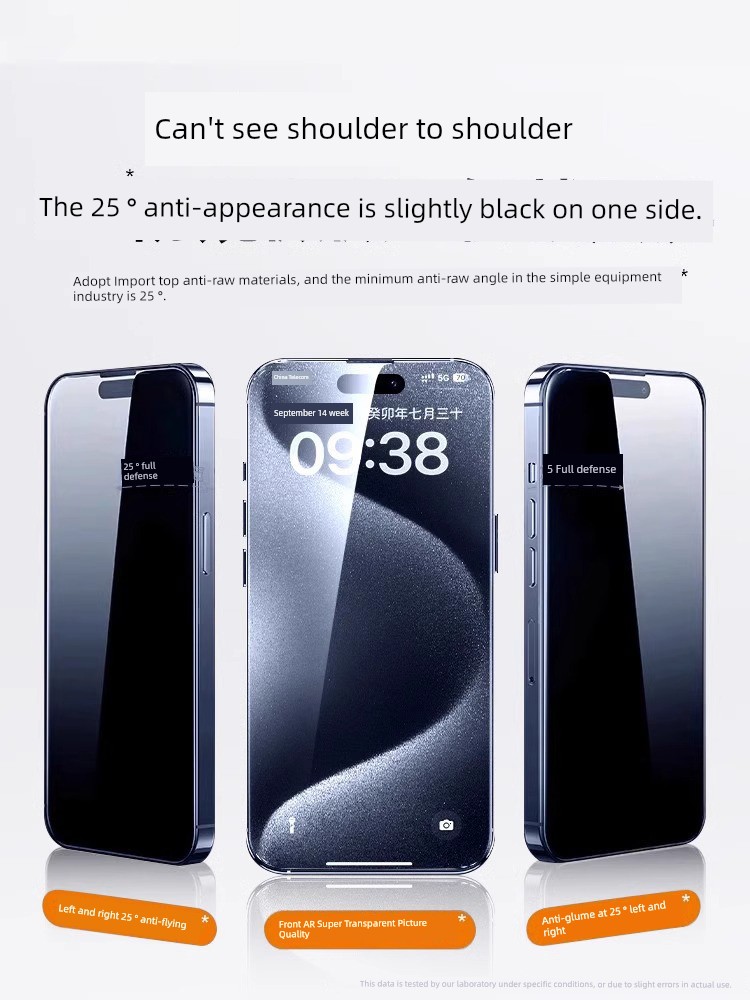 [New 25 ° Anti-Peep Film] Suitable for Iphone15promax Anti-Peep Tempered Glass Film Apple 14/13 Privacy 12 Mobile Phone 11 New Arrival X Film plus Full Screen Cover Por Anti-Spy Screen Protector