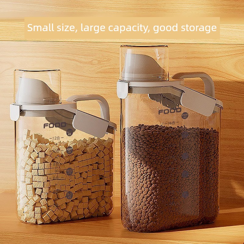 Hippie Dog Japanese Style Minimalist Sealing Tape Scale Grain Bucket Pet Storage Barrels Grain Bucket Cat Food Dog Food Moisture-Proof Dog Supplies