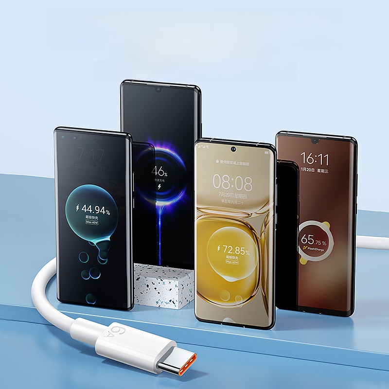6A Super Fast Charge USB Type-C Cable for Huawei 66W Charger Mate60pro Mobile Phone Tpyec
