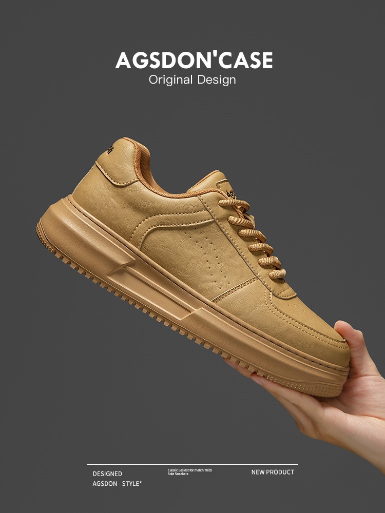 Augusto Men's Shoes Board Shoes 2025 New Arrival Fall and Winter Retro Easy Matching Sneaker Thick Sole Brown Men's Casual Leather Shoes