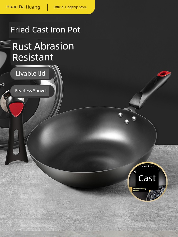 Cooker King Cast Iron Cooking Pot Anti-Rust Cast Iron Pot Uncoated Pig Iron Frying Pan Gas Stove Induction Cooker Neutral
