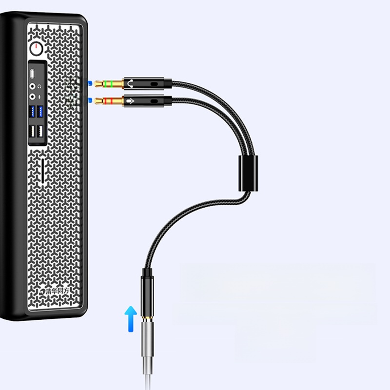 Two-in-One Adapter Audio Cable Seperater round Hole Headset