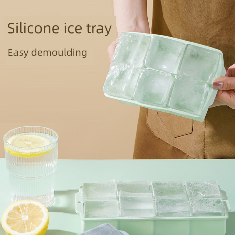 Large Soft Silicone Ice Tray with Lid Home Tool Mold
