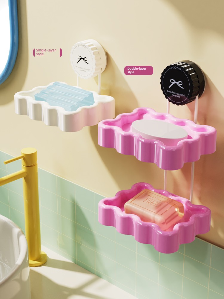 Suction Cup Wall Hanging Iron Soap Dish Punch-Free Wall-Mounted Soap Holder Soap Dish Home Bathroom Toilet Rack