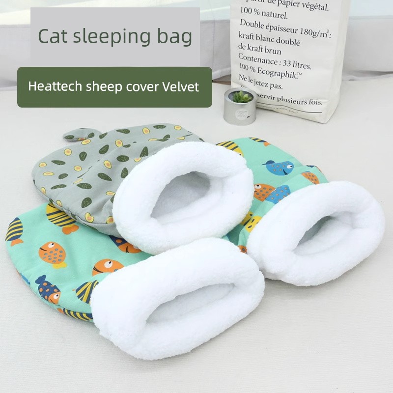 Cat Nest Winter Heattech Cat Sleeping Bag Closed Autumn and Winter Cat Bed Kitten Pet Bed Sense of Security Tunnel Cat Supplies