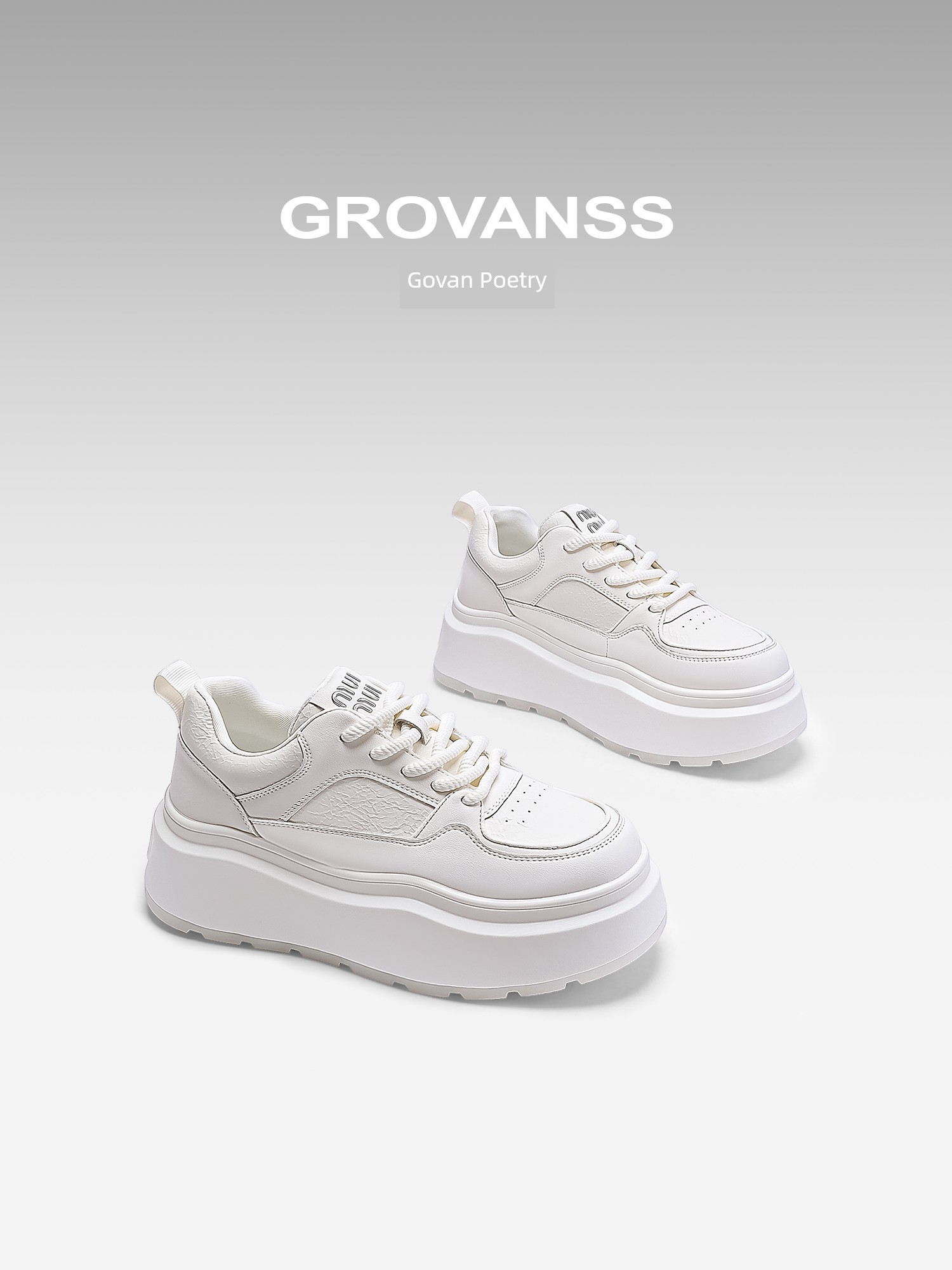 Gaofanshi 2025 Spring New Genuine Leather White Shoes Women Platform Sneakers Platform Height Increasing Casual Shoes All-Matching