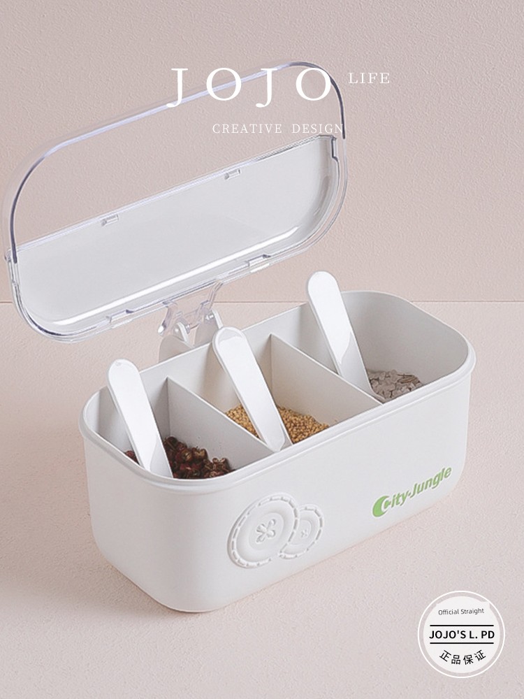 Jojo's L. Pd. Mr. Grocery. Condiment Dispenser Three-in-One with Spoon Seasoning Box Household Flip | Cao Cao