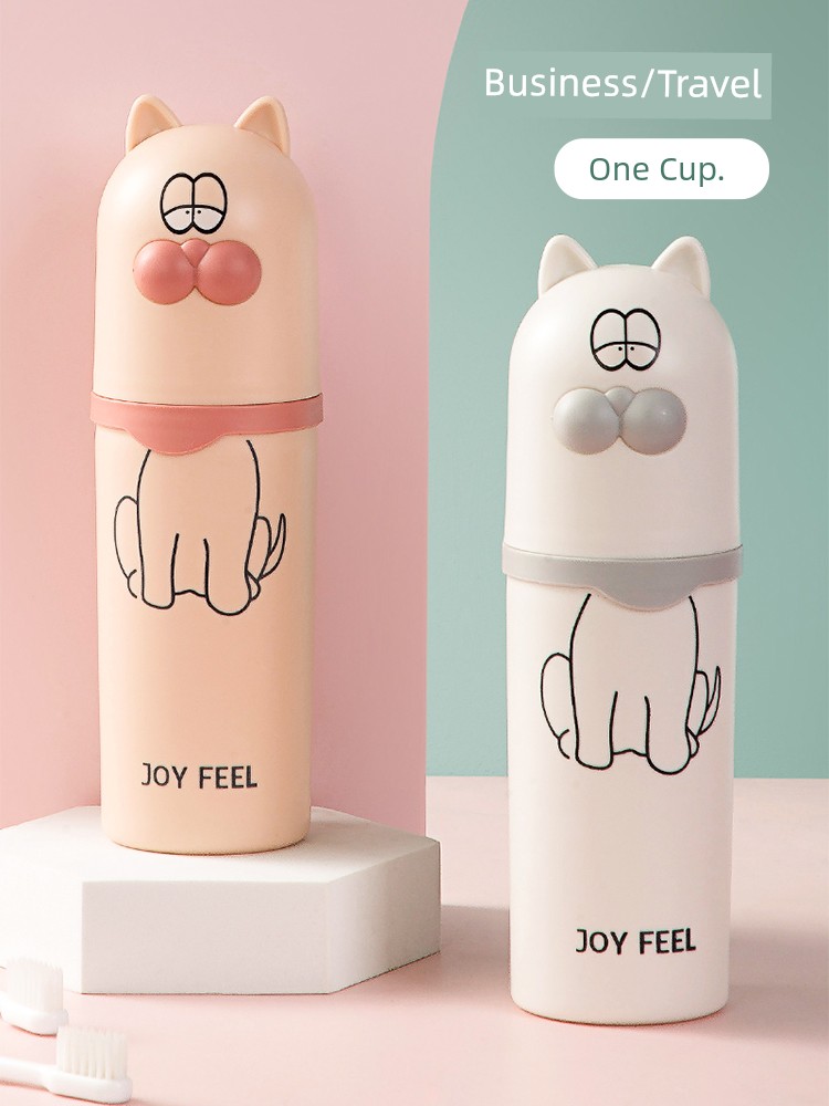 Cute Child Wash Girl Tooth-Cleaners Cylinder Portable with Lid