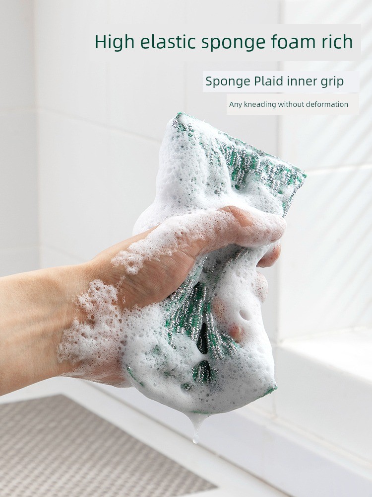 Dish-Washing Sponge For Home Steel Wire Spong Mop Kitchen Special Oil-Free Scouring Pad Rag Brush Pot Dishwashing Sponge Wipe