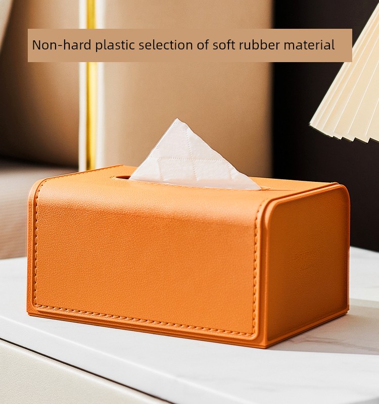 Leather Texture Ins Desktop Lifting Paper Extraction Box with Spring Home Tissue Box Napkin Facial Tissue Storage Box