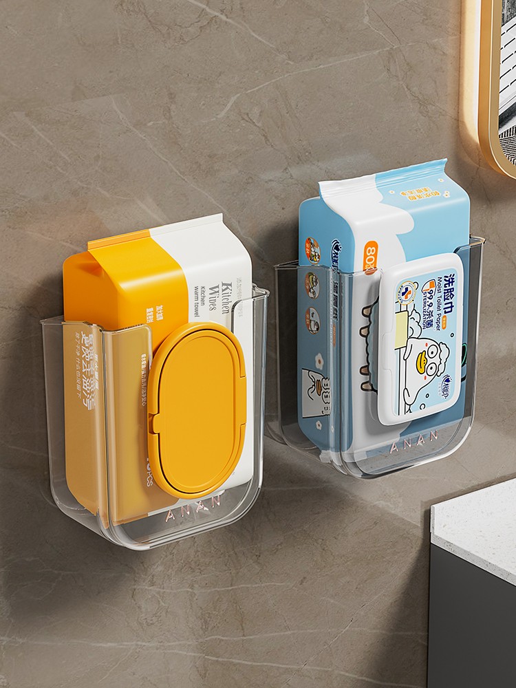 Wet Tissue Storage Box Punch-free Bathroom Wall Hanging Storage Box Toilet Tissue Box Light Luxury Tissue Box Wet Tissue Box