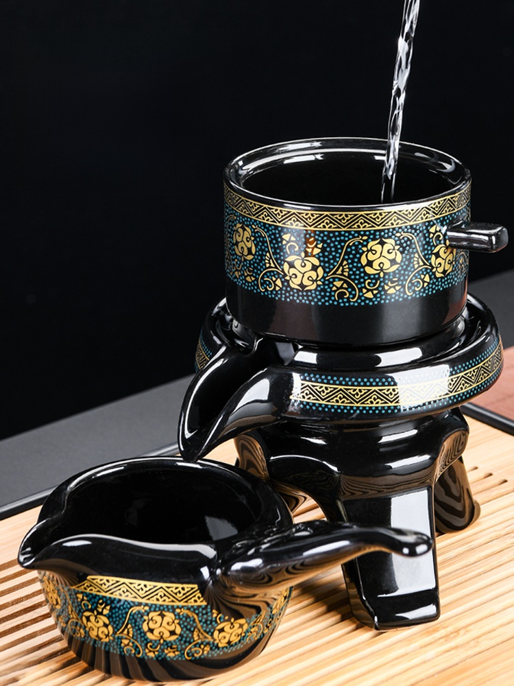 Bean Bag Automatic Kung Fu Tea Set Suit Household Teapot Stonewashed Ceramic Tea Making Handy Gadget Tea Drinking Teacup Accessories