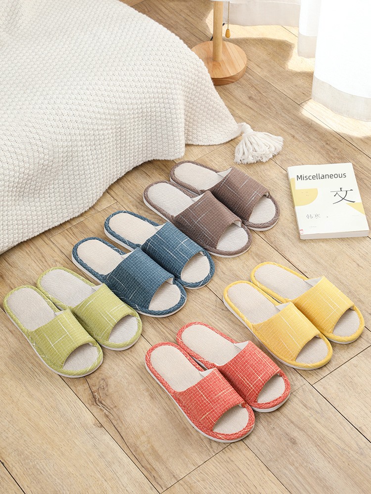Plain Color Home Non-Slip Soft Bottom Linen Slippers