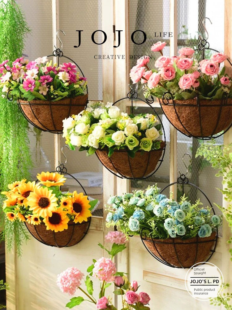 Jojo's L. Pd. Mr. Grocery. Wall Hanging Flower Basket Living Room and Bedroom Wall Decorative Flowers Rack | Xia Qing