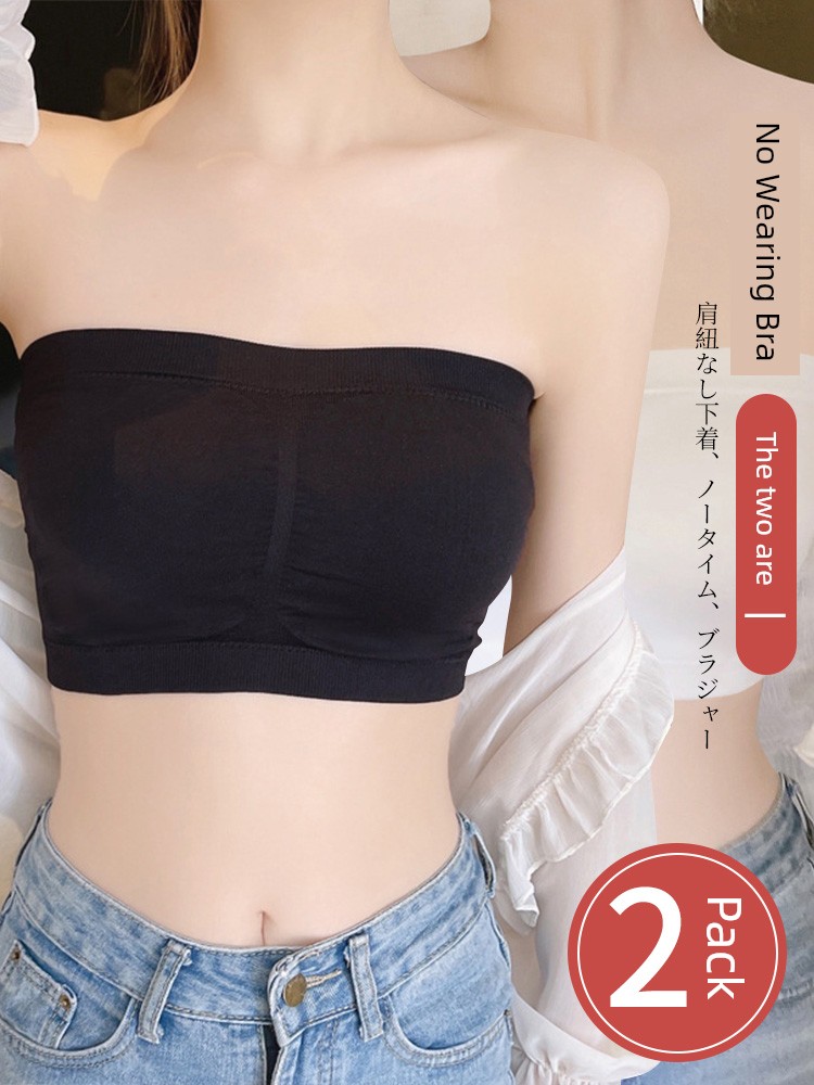 Strapless Tube Top Intimates Women's Fashion Tape Base Ride Bra Non-Slip Band Chest Pad White One-Piece Chest Wrap