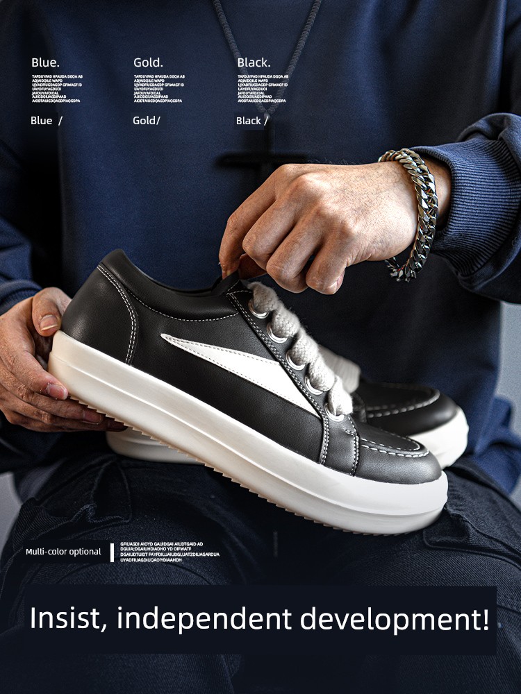 Ro Sneakers Men's Genuine Goods Infringement Inverted Triangle 2025 New Thick Bottom Increased Low Top Casual Shoes Women Trendy Brand High Sense