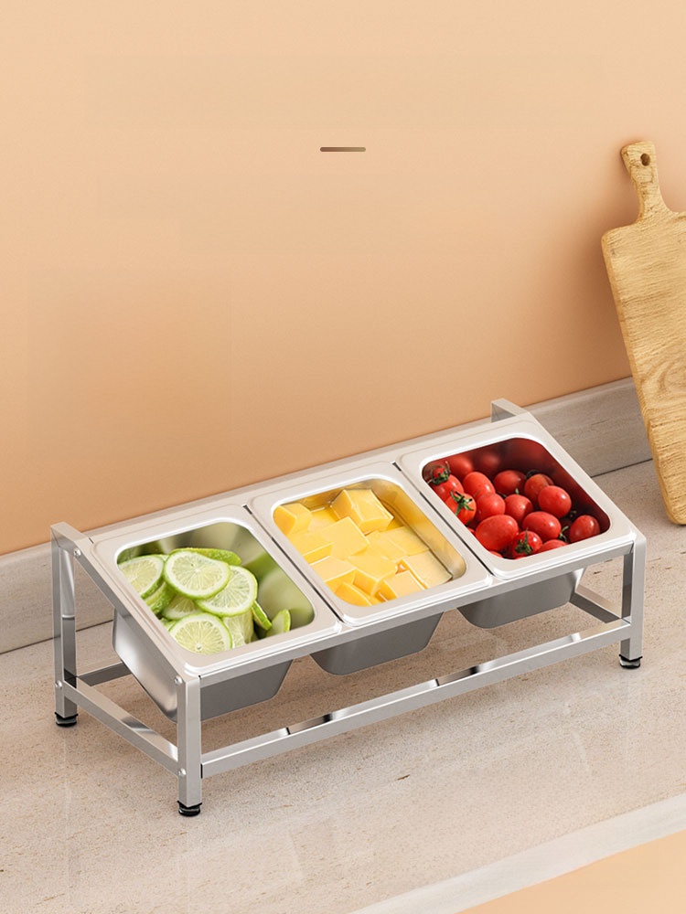 Jam Bowls Stainless Steel 1/6 Bevel Single Row Serving Basin