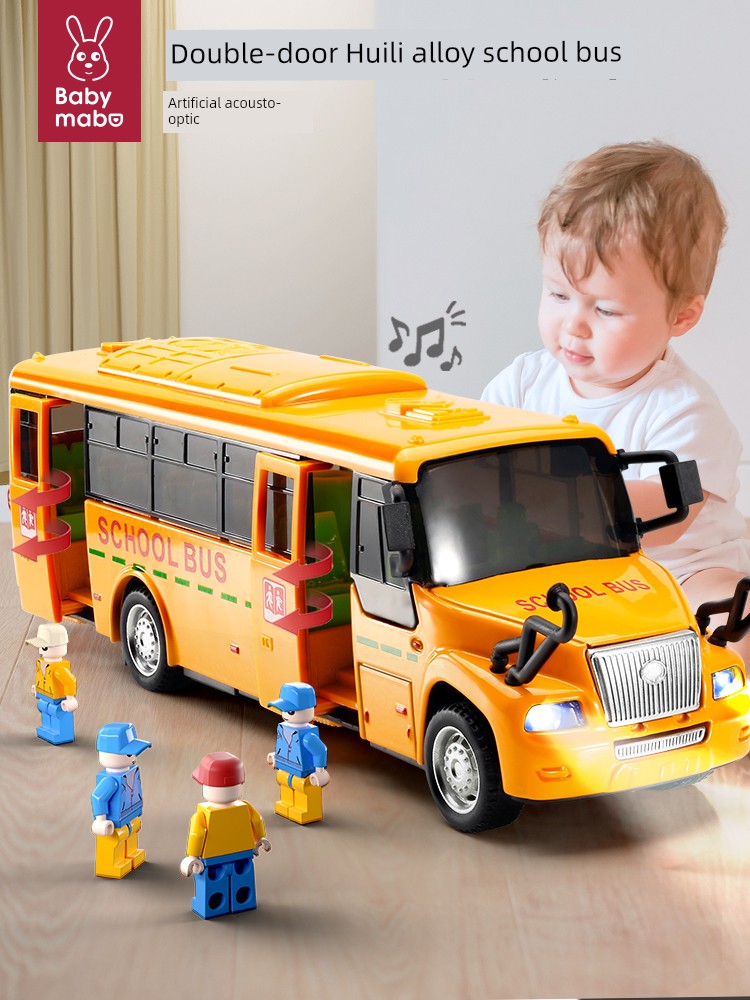 Kids School Bus Toy Model Artificial Bus Large School Bus Baby Boy Inertia Car 2-3 Years Old 4